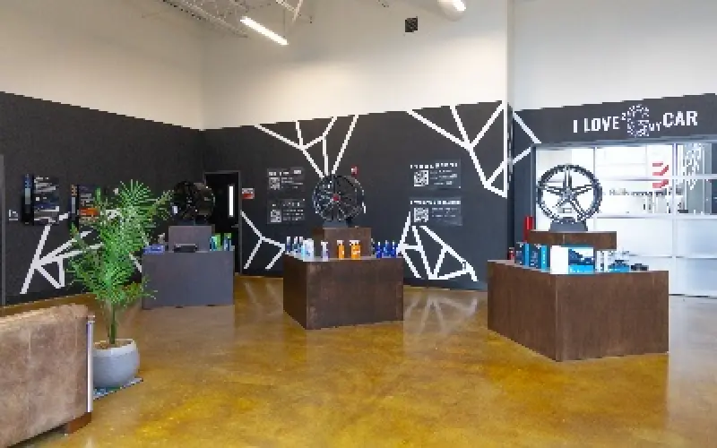 titan motorworks waiting area and products