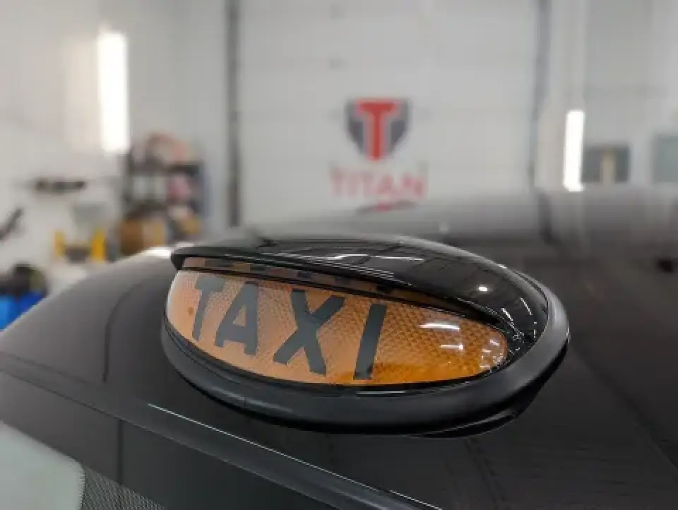London taxi roof taxi sign close up detail