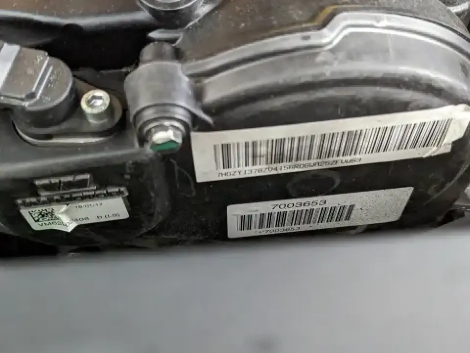 London taxi mechanical component with barcode label detail
