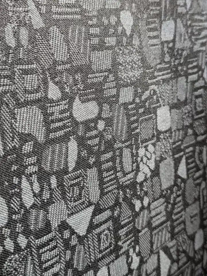 London taxi interior seat fabric geometric pattern detail