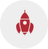 A red rocket with a circle on the side