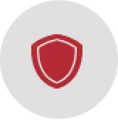 Red shield icon centered on a light gray circular background.