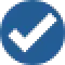 Blue circle with a white checkmark inside, commonly used to indicate verification or approval.