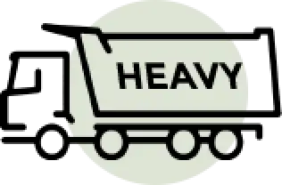 Heavy-duty dumpster icon representing disposal of dense construction materials.