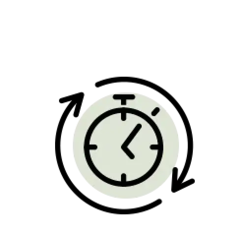 Stopwatch icon representing easy delivery and pickup.