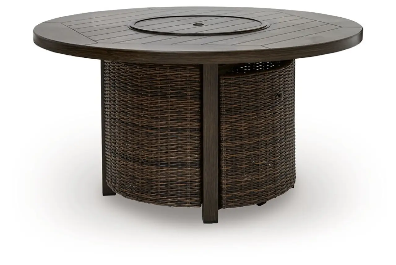 Monterey Point - Round Fire Pit Table - Dark Brown
