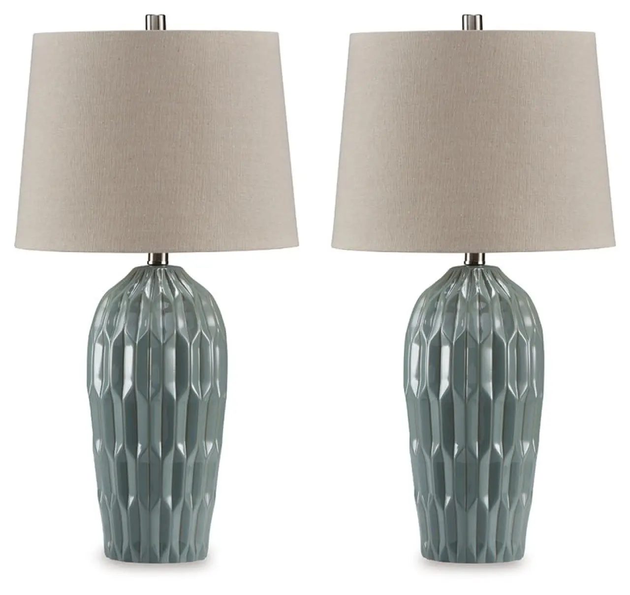 Hadbury - Ceramic Table Lamp (Set of 2) - Pale Blue / Teal