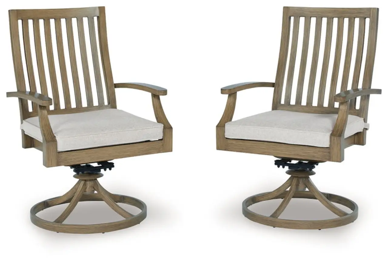 Rainier Ranch - Swivel Chair With Cushion (Set of 2) - Brown / Beige