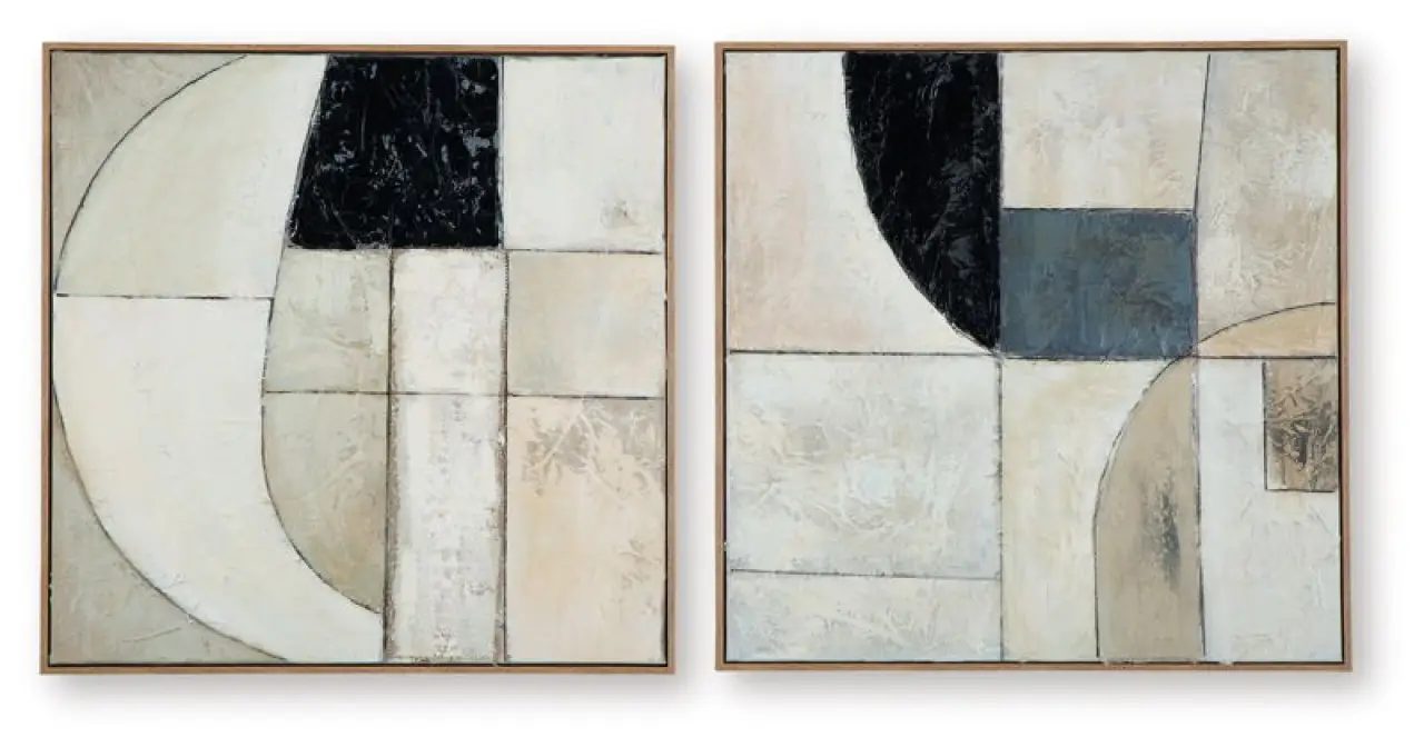 Bexlen - Wall Art Set (Set of 2) - Tan / Taupe / Black