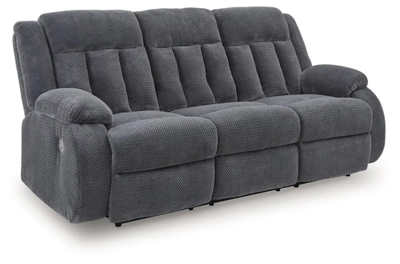 Observation - Reclining Power Sofa With Drop Down Table - Steel