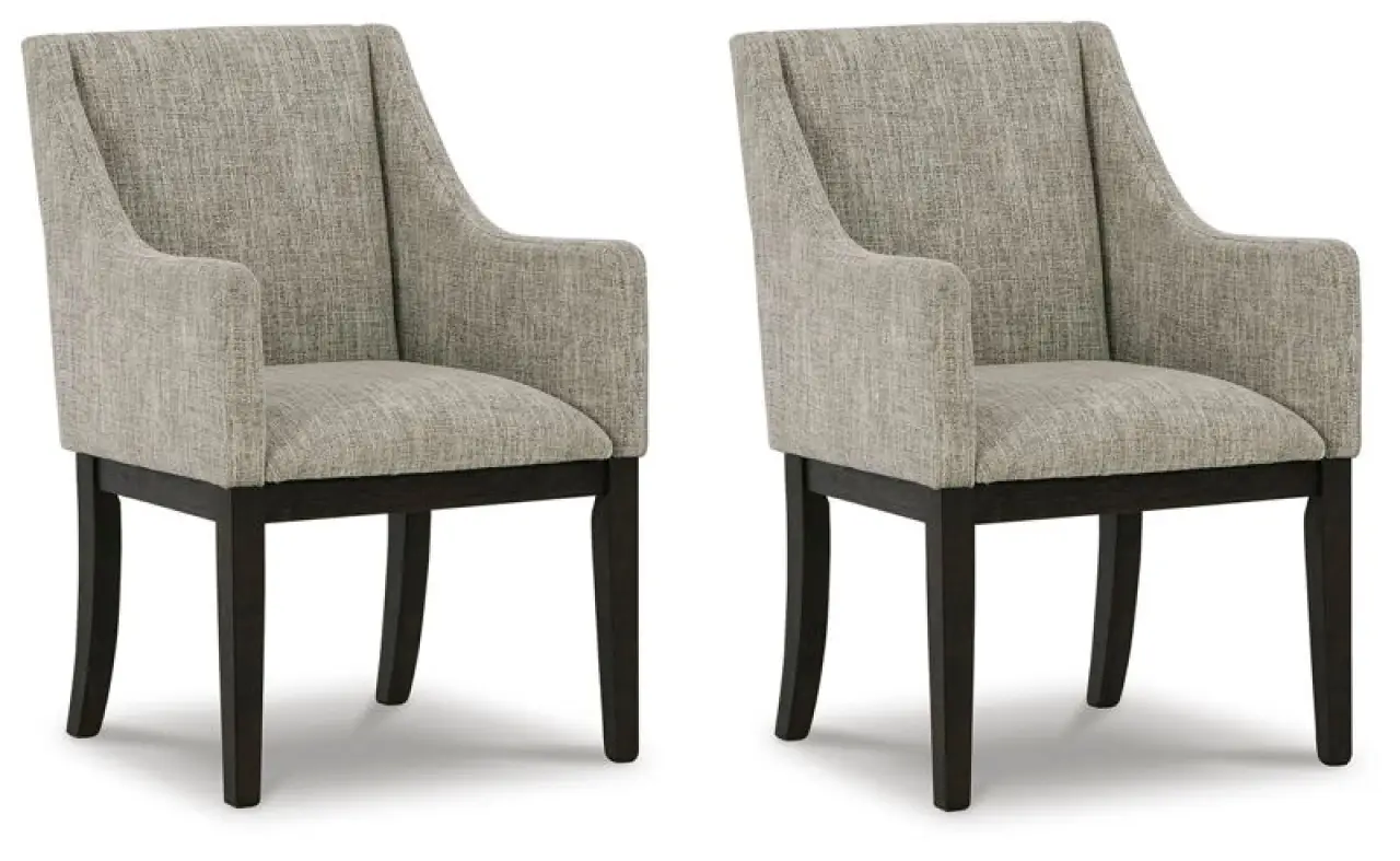 Burkhaus - Dining UPH Arm Chair (Set of 2) - Beige / Dark Brown