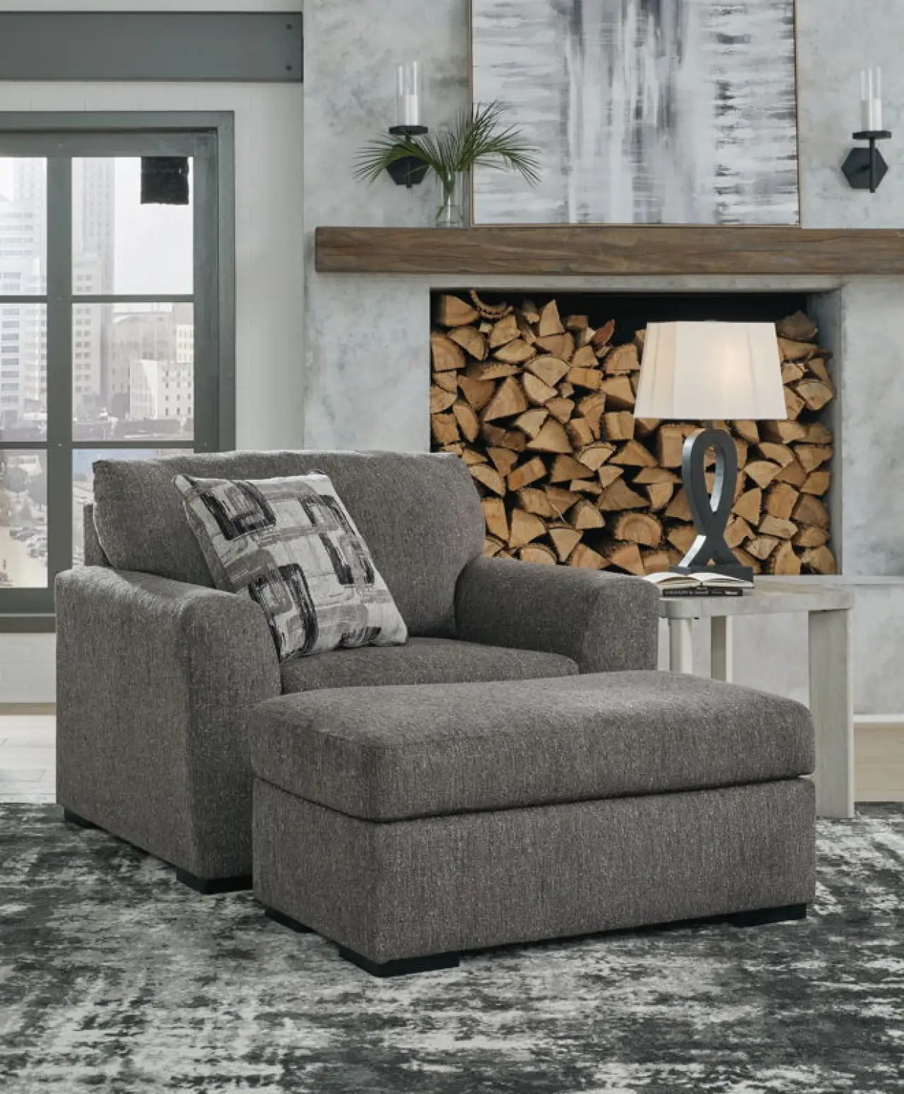 Gardiner - 2 Pc. - Chair And A Half, Ottoman - Pewter