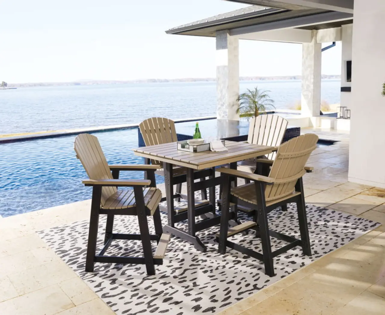Fairen Trail - 5 Pc. - Counter Dining Set - Black / Driftwood