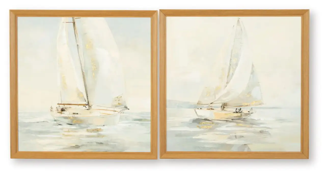 Winbrook - Wall Art Set (Set of 2) - Gray / Tan / Gold Finish