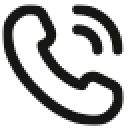 Black and white telephone icon representing a phone call option..