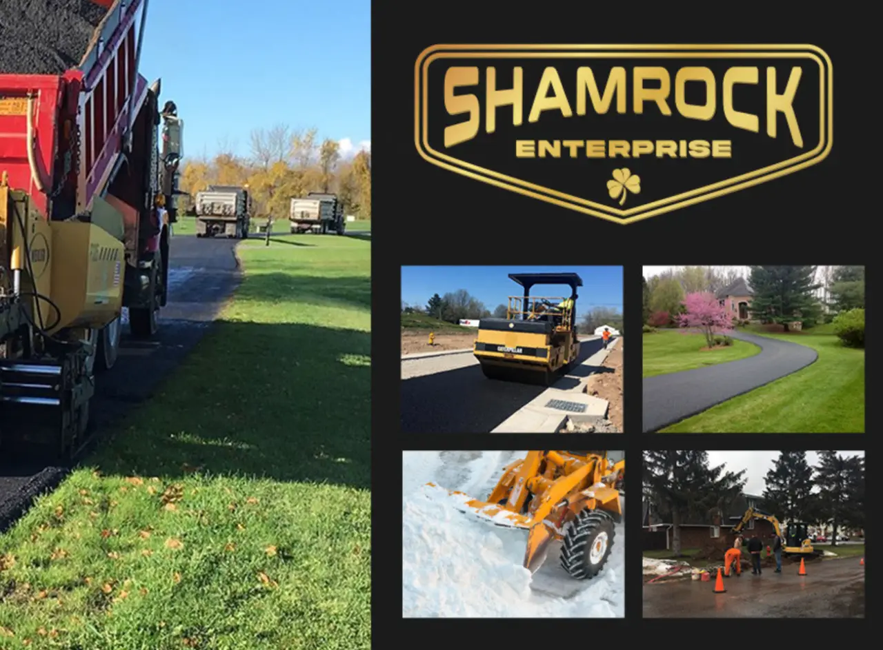 Shamrock Paving crew working on a paving project in Henrietta NY