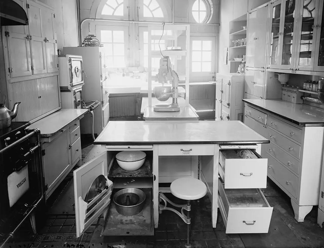 White Kitchen Cabinets in a 1920's Kitchen