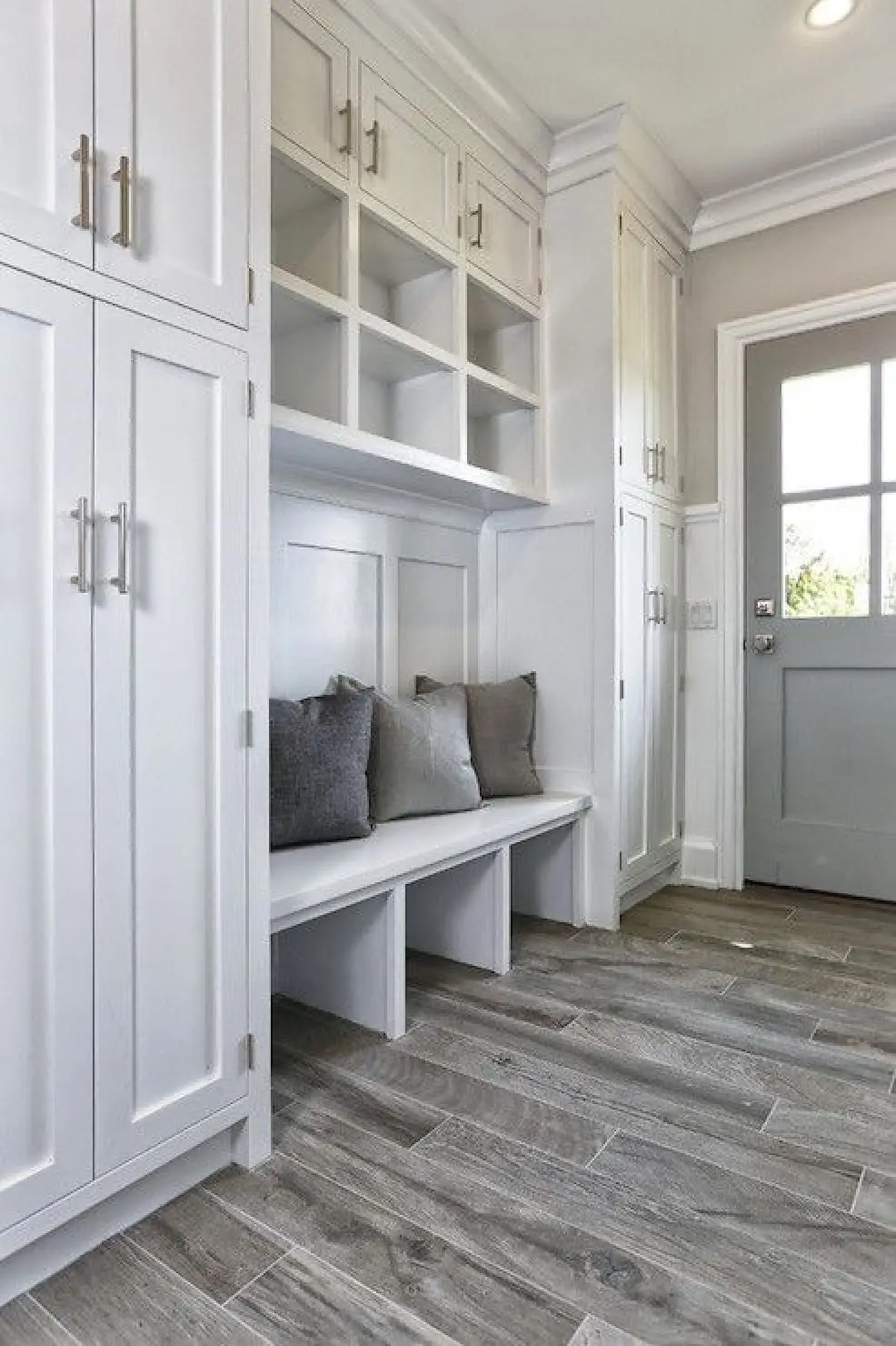 custom designed mud room cabinets