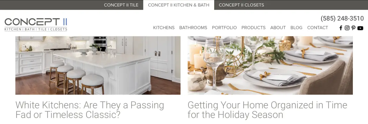 white kitchen and dinner table settings with gold