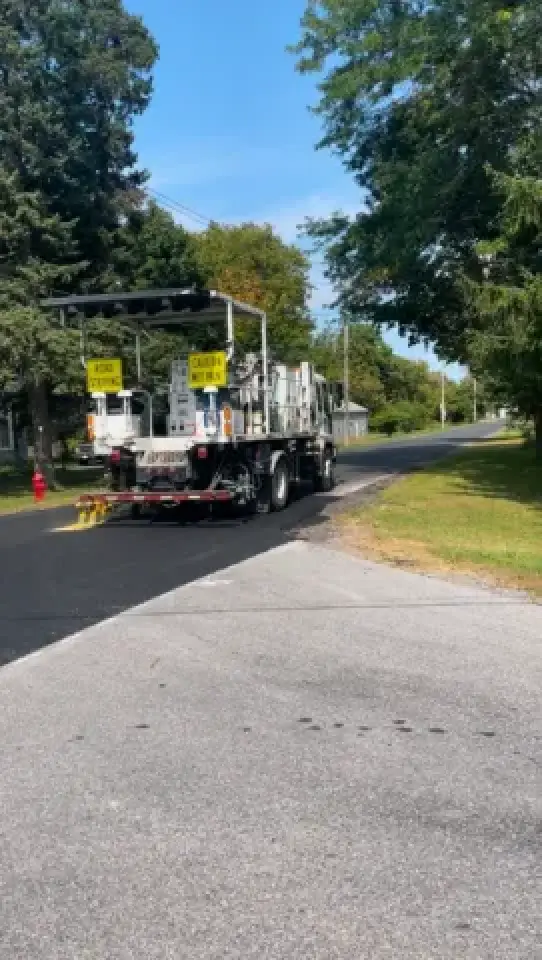 machiene used for road striping in action