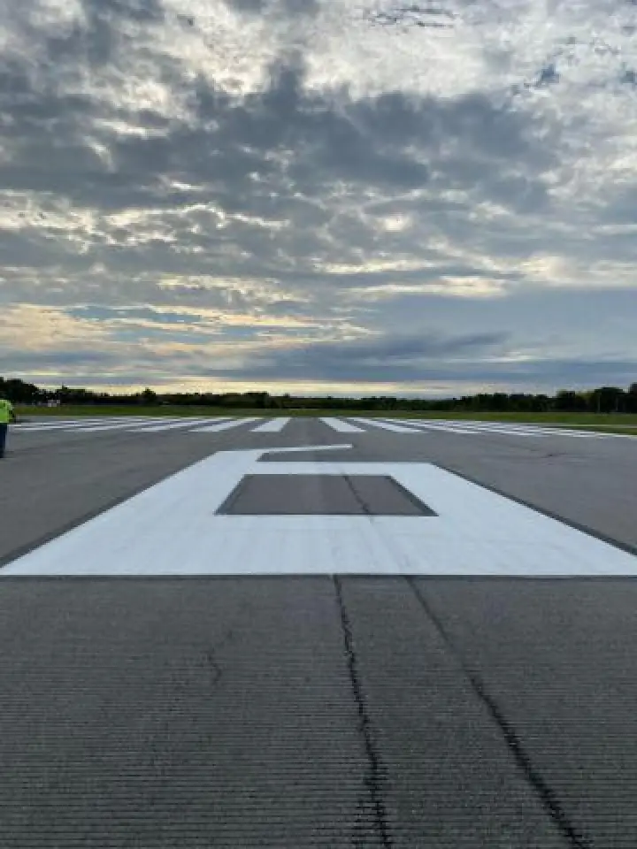 black and yellow airport striping