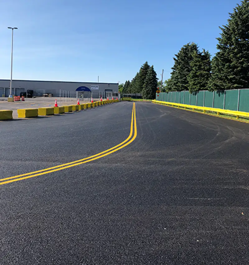 fresh painting on parking lot road