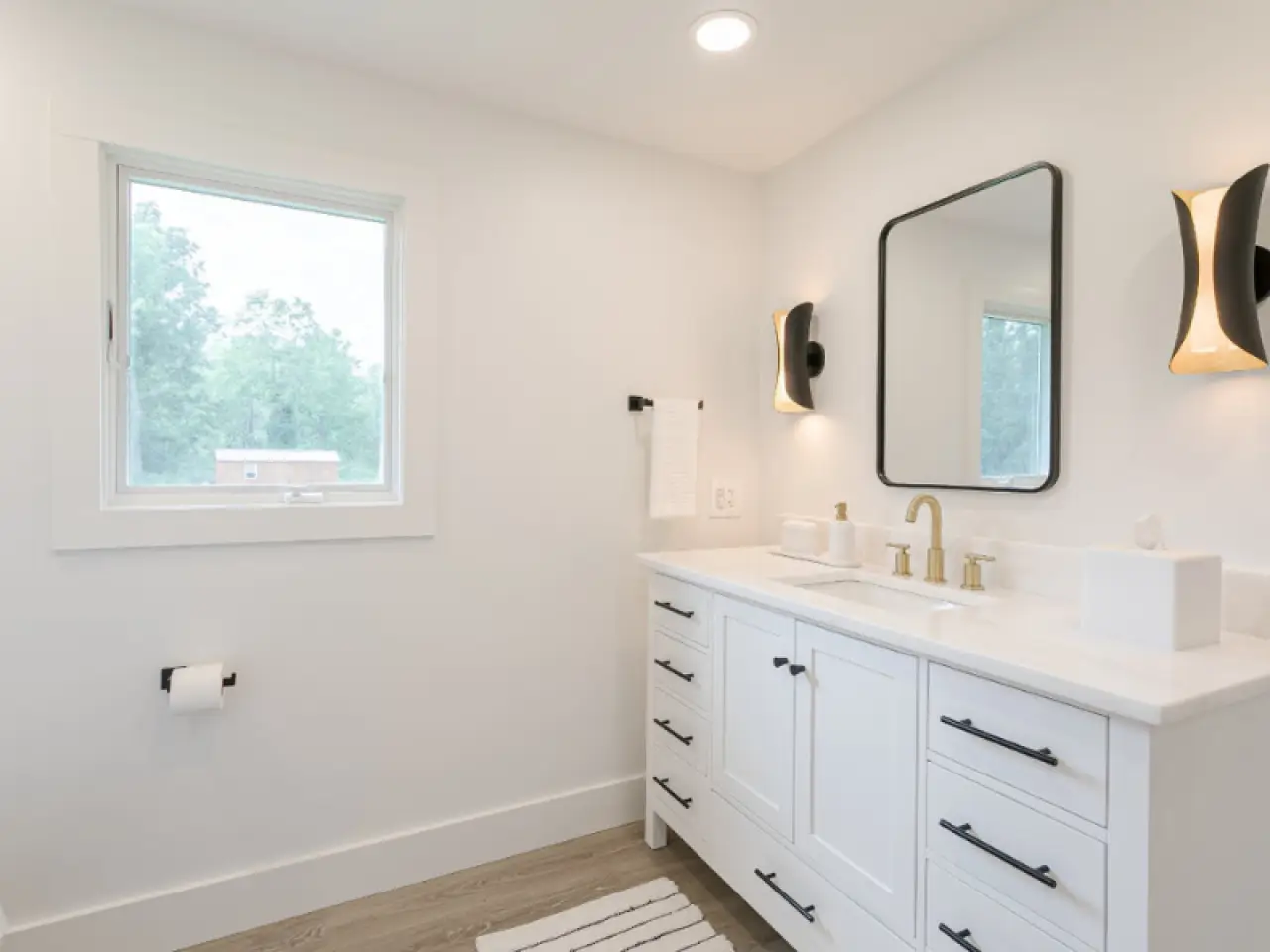 bathroom vanity with rocky mountain countertop