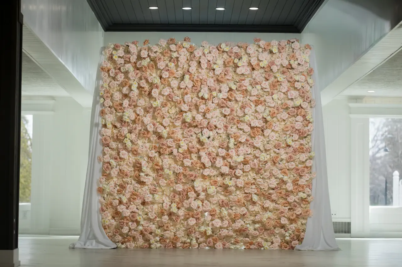 Pop of Pink flower wall backdrop for weddings and events
