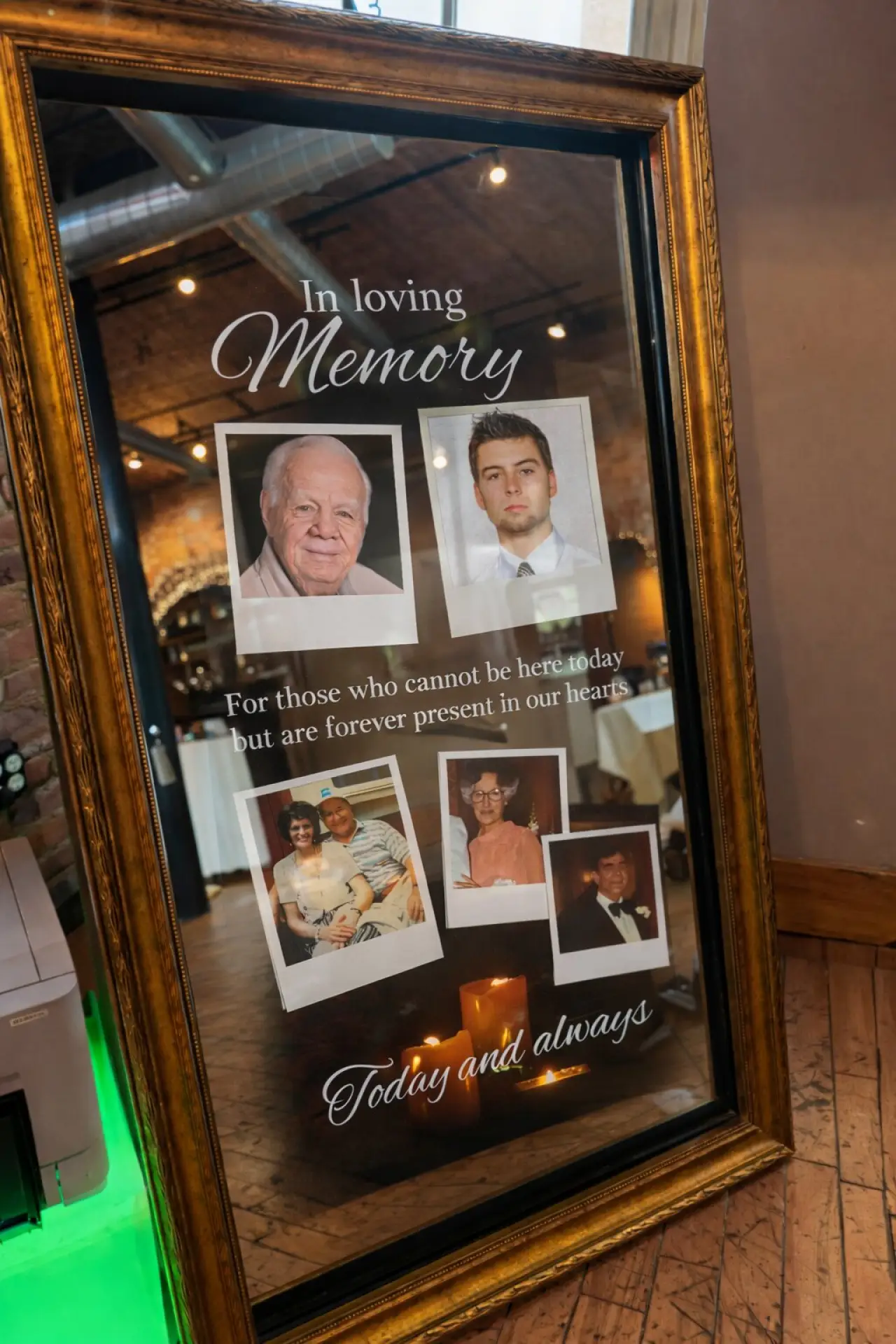 Memory Mirror tribute displayed on mirror booth