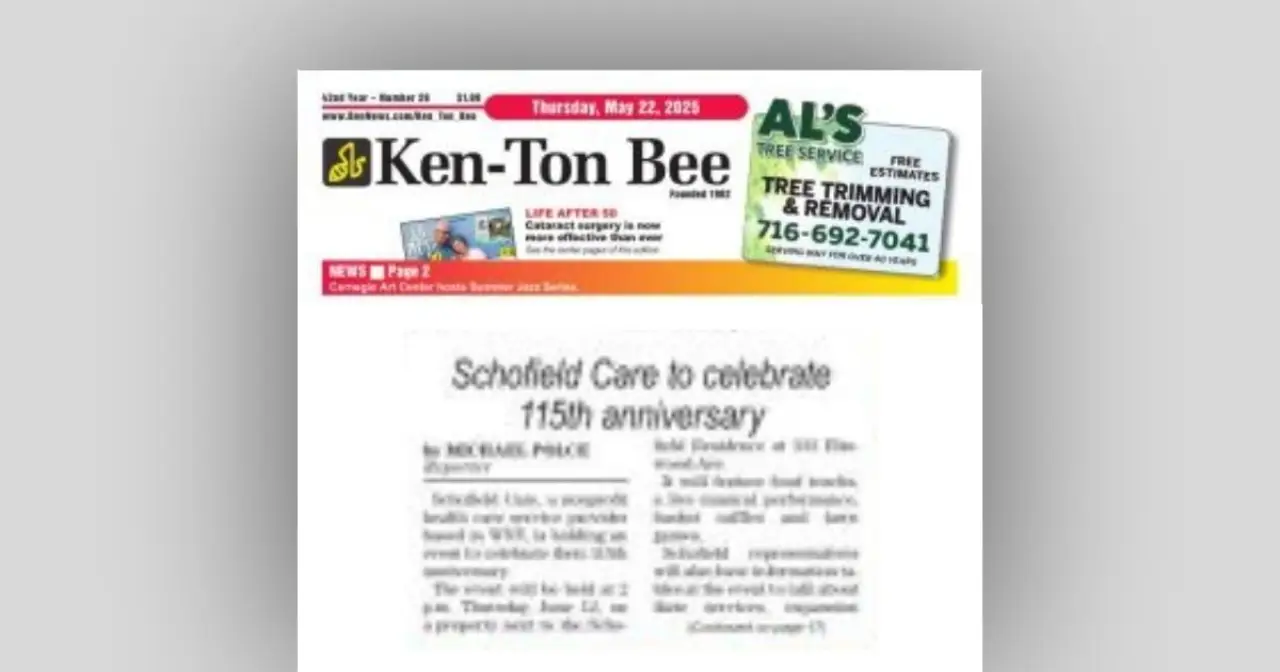 Ken-Ton Bee: Schofield Care to celebrate 115th anniversary