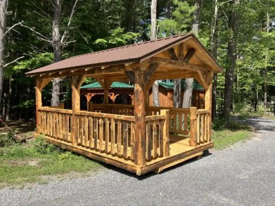 Rustic log pavilion Western NY