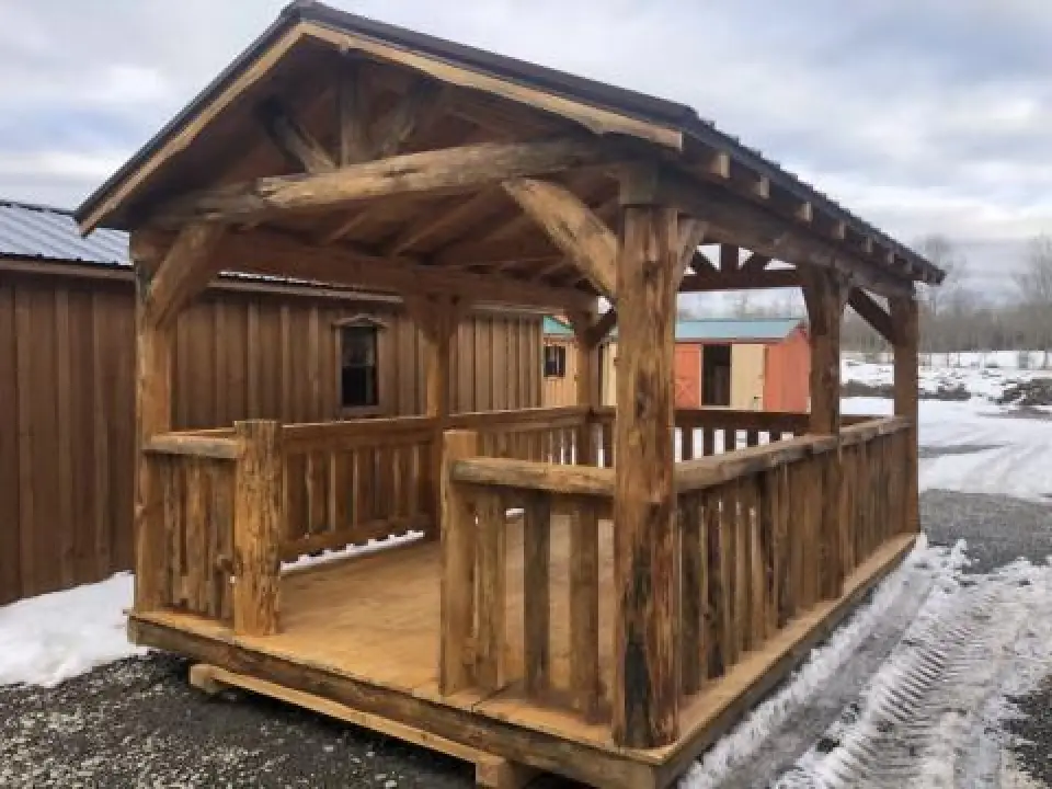 Rustic log pavilion