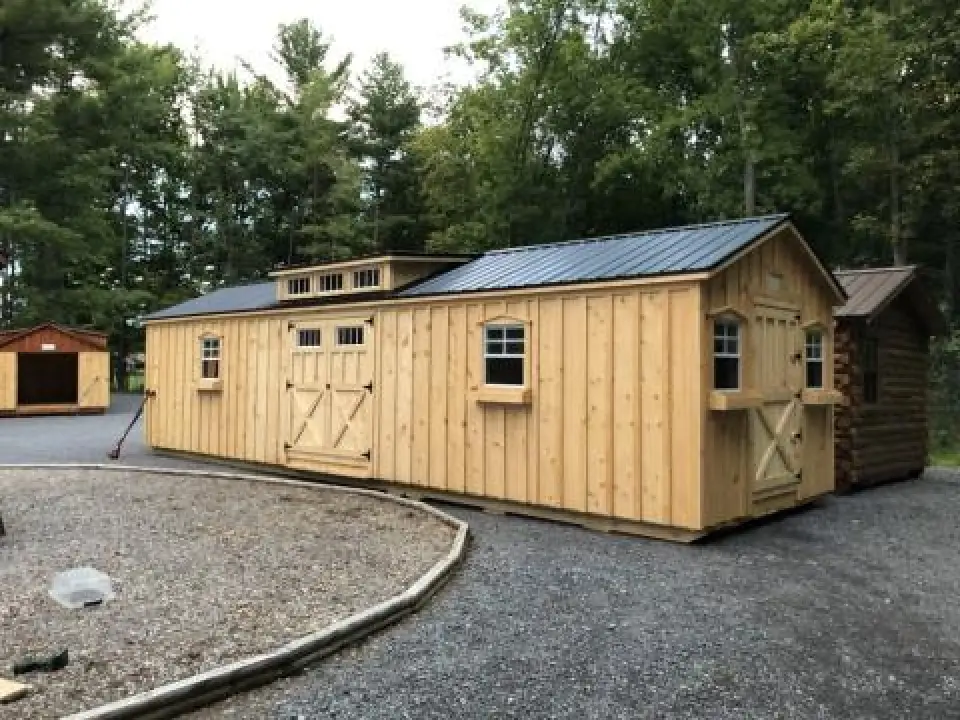 Large wooden shed exterior Western NY