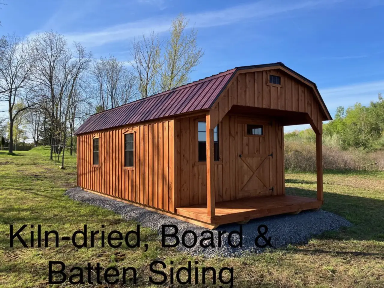 Kiln-dried board and batten siding