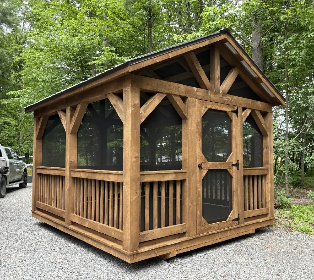 Screened post and beam pavilion
