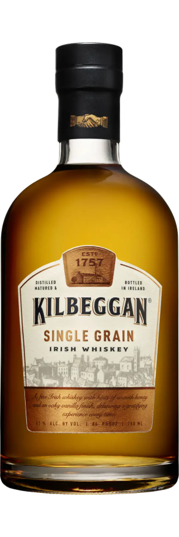 Kilbeggan Single Grain Irish Whiskey 750ml