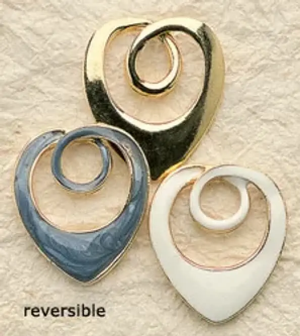 Reversible Swirl Heart Charm Pair