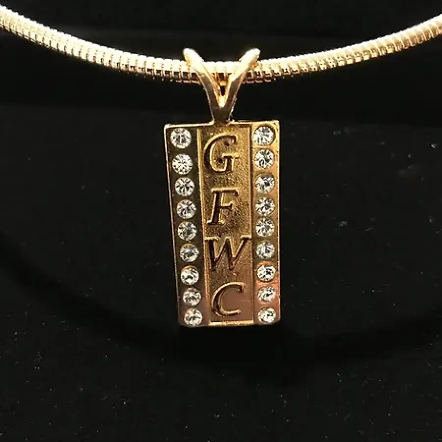 GFWC Crystal Dog Tag with Push and Pull