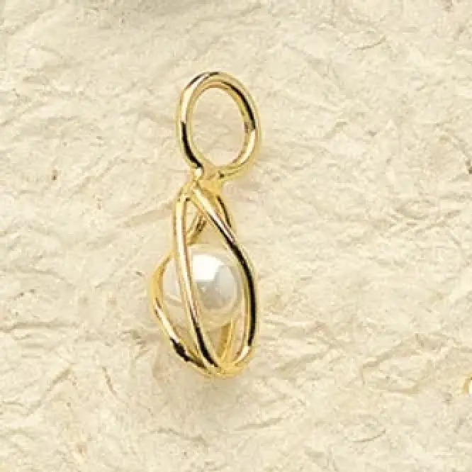 Large Cage Pearl Charm Pair