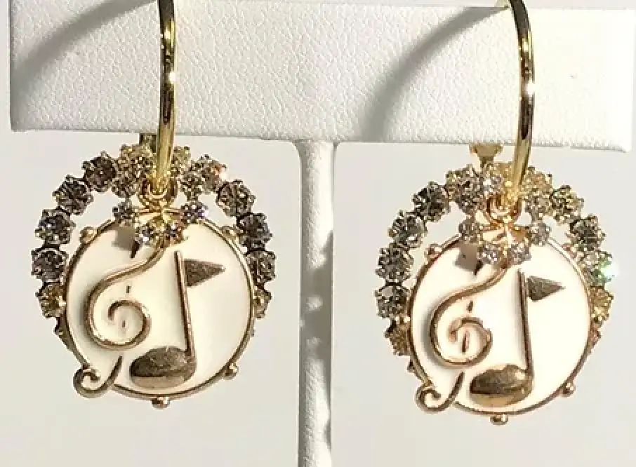 White Music Notes with Crystals Set