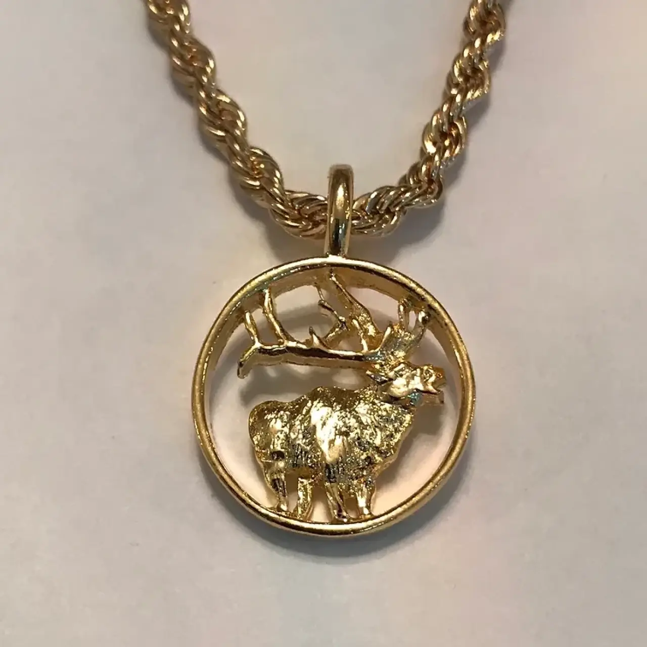 Elk Silhouette Pendant  $39.95 ( Displayed with Rope Chain)