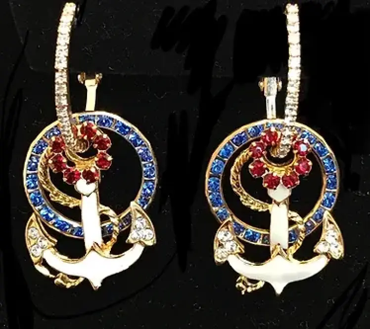 Patriotic Anchor Earring Set