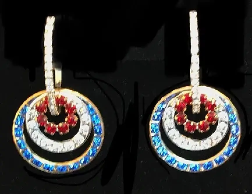 Patriotic Crystal Ring Earring Set