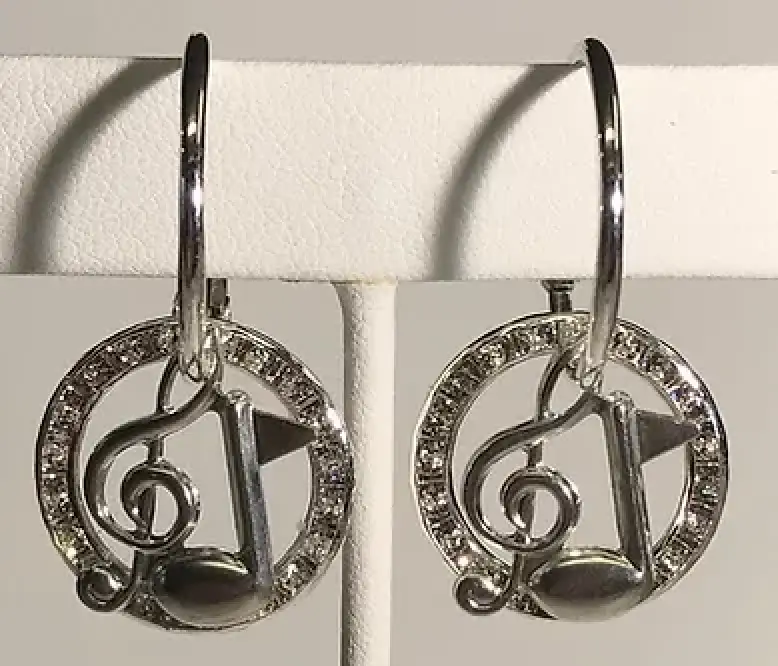 Music Note and Clef with Crystals earring set
