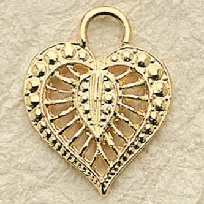 Filagree Heart Charm Pair
