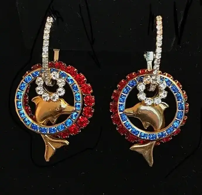 Patriotic Dolphin Earring Set