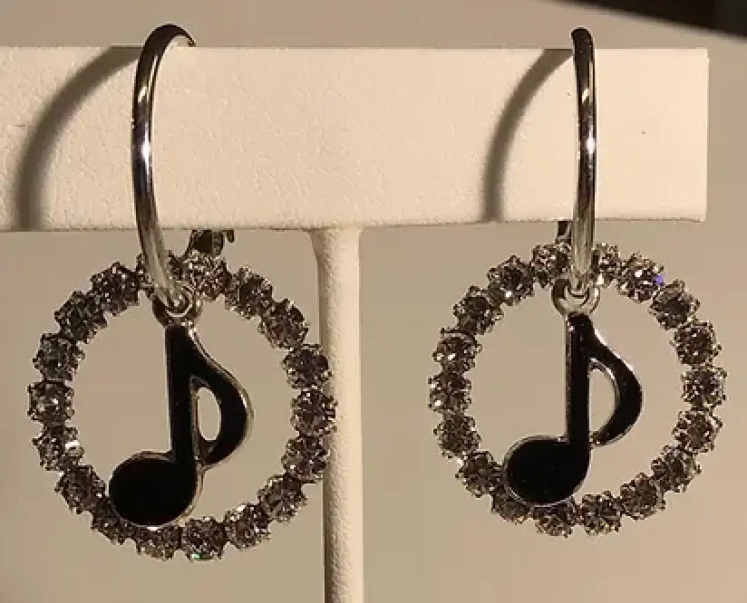 Black Notes with Crystals w/choice of earring size