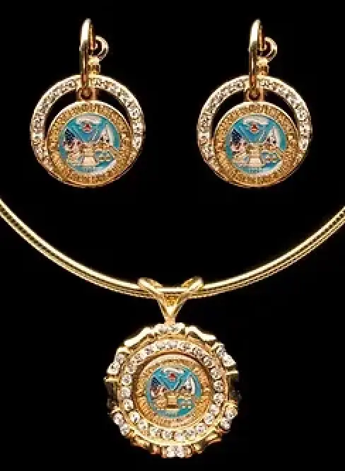 Army, Navy,  Air Force and Marine Earring and Medallion Set