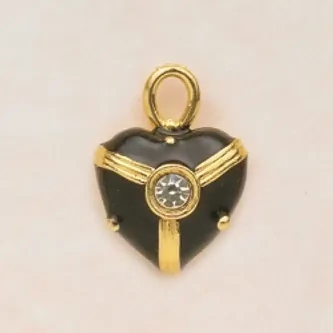 Black Enamel Heart Charm