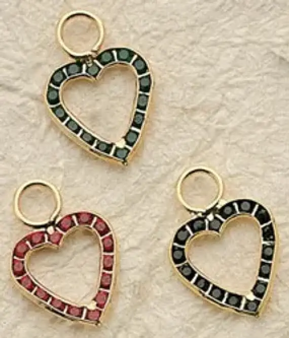 Crystal Frame Heart Charm  $28.50  ( priced per pair)